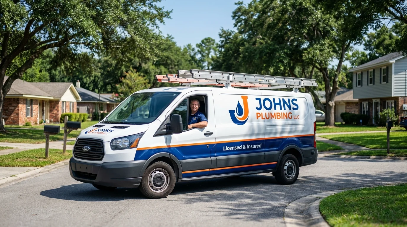 Johns Plumbing LLC service van in Keego Harbor, MI