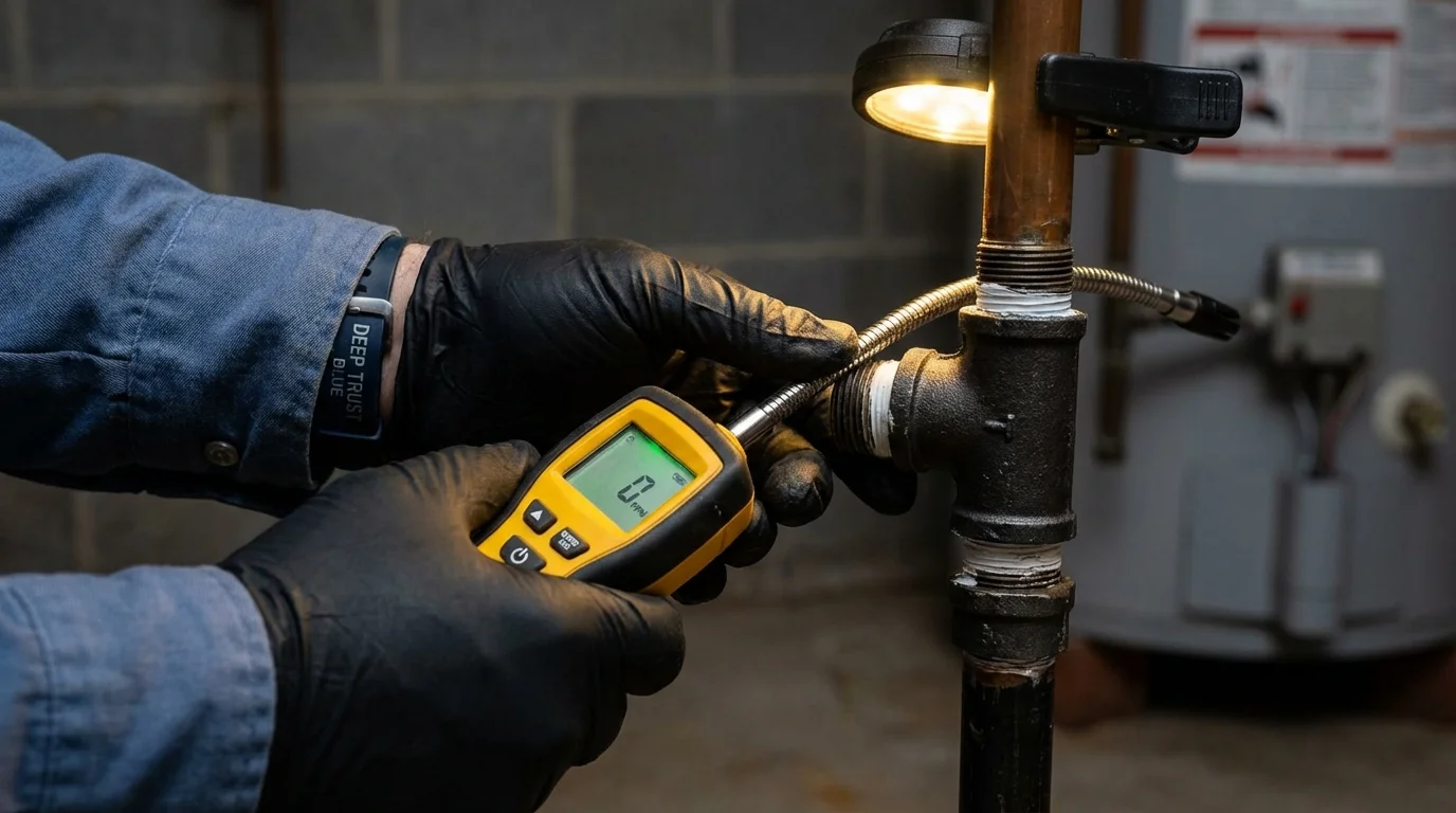 Gas leak detection with electronic sniffer by Johns Plumbing LLC in Keego Harbor