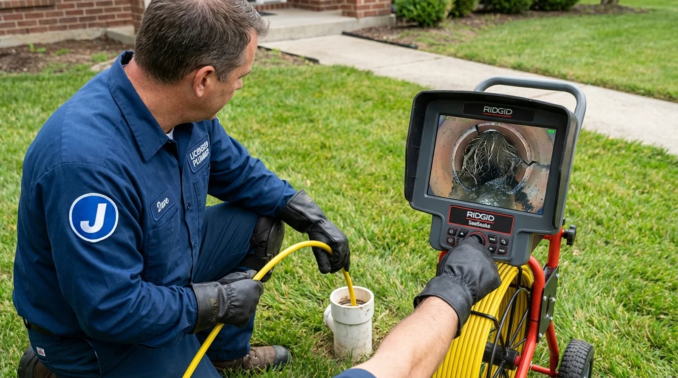Sewer camera inspection being performed by Johns Plumbing LLC in Keego Harbor